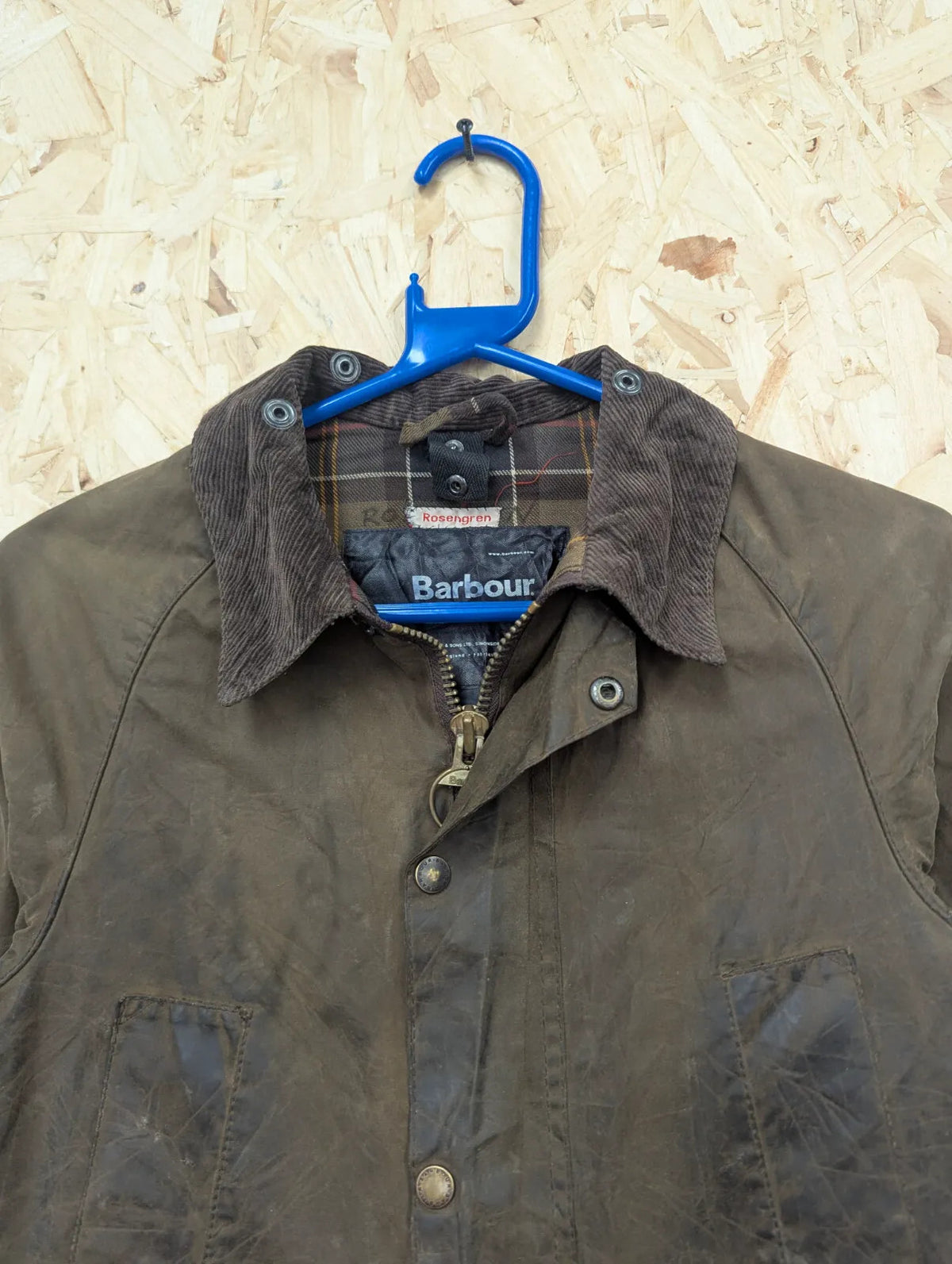 Barbour C20 Childrens Classic Jacket Medium Khaki Brown Wax Cotton Tartan VTG