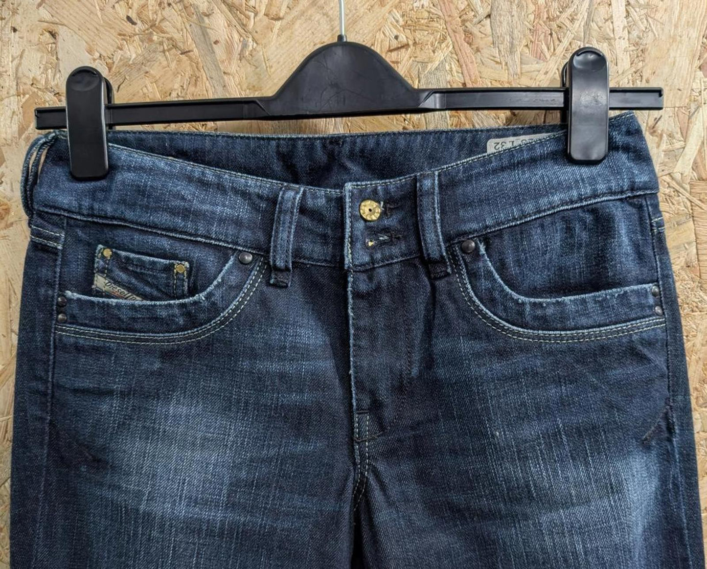 Diesel Ronhar Bootcut Jeans W28 L32 Low Rise Navy Blue Stretch Denim Vintage Y2K