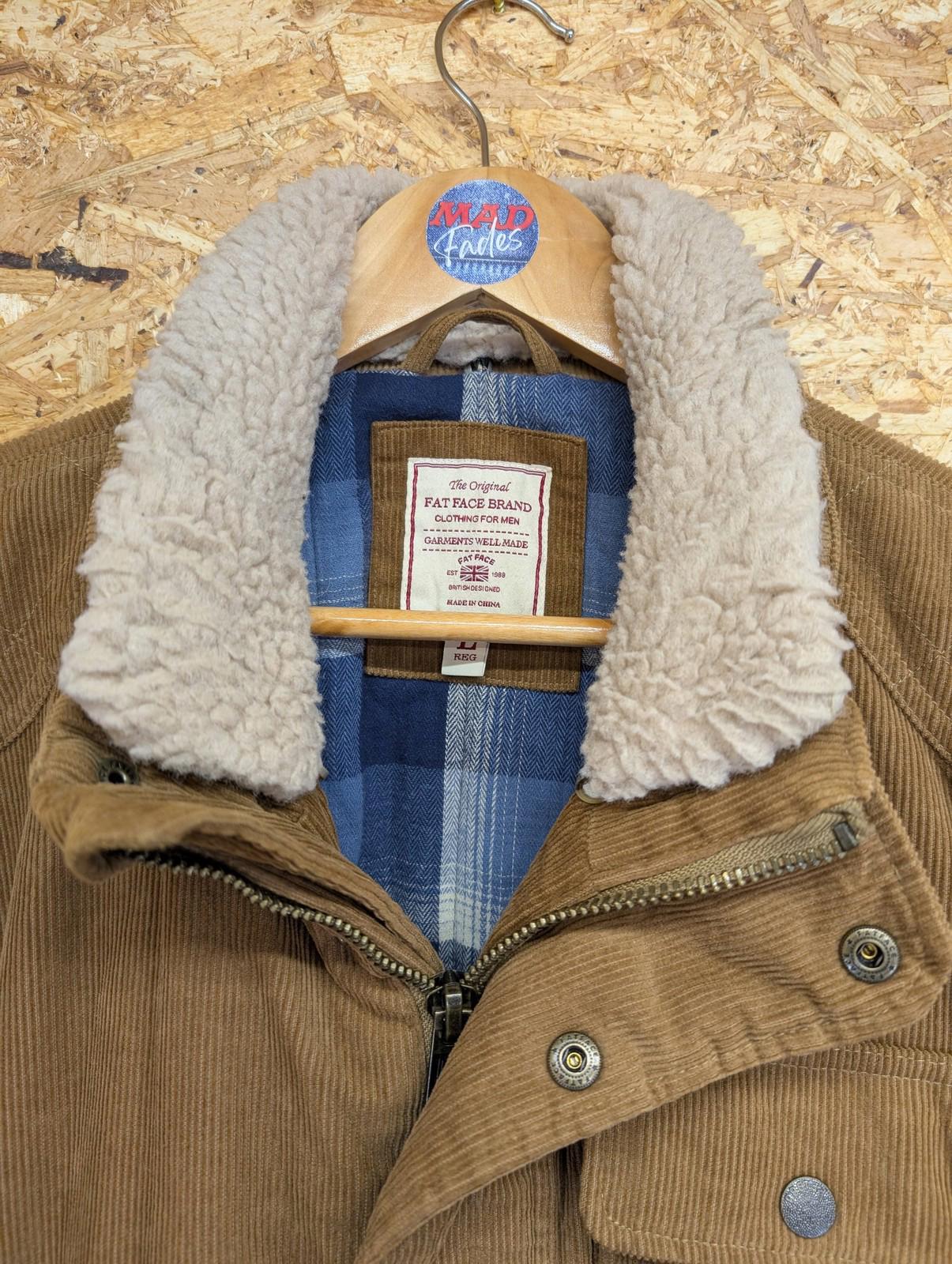 Fat Face Corduroy Jacket Large Men Sherpa Lined Brown Winter Warm Fleece Coat