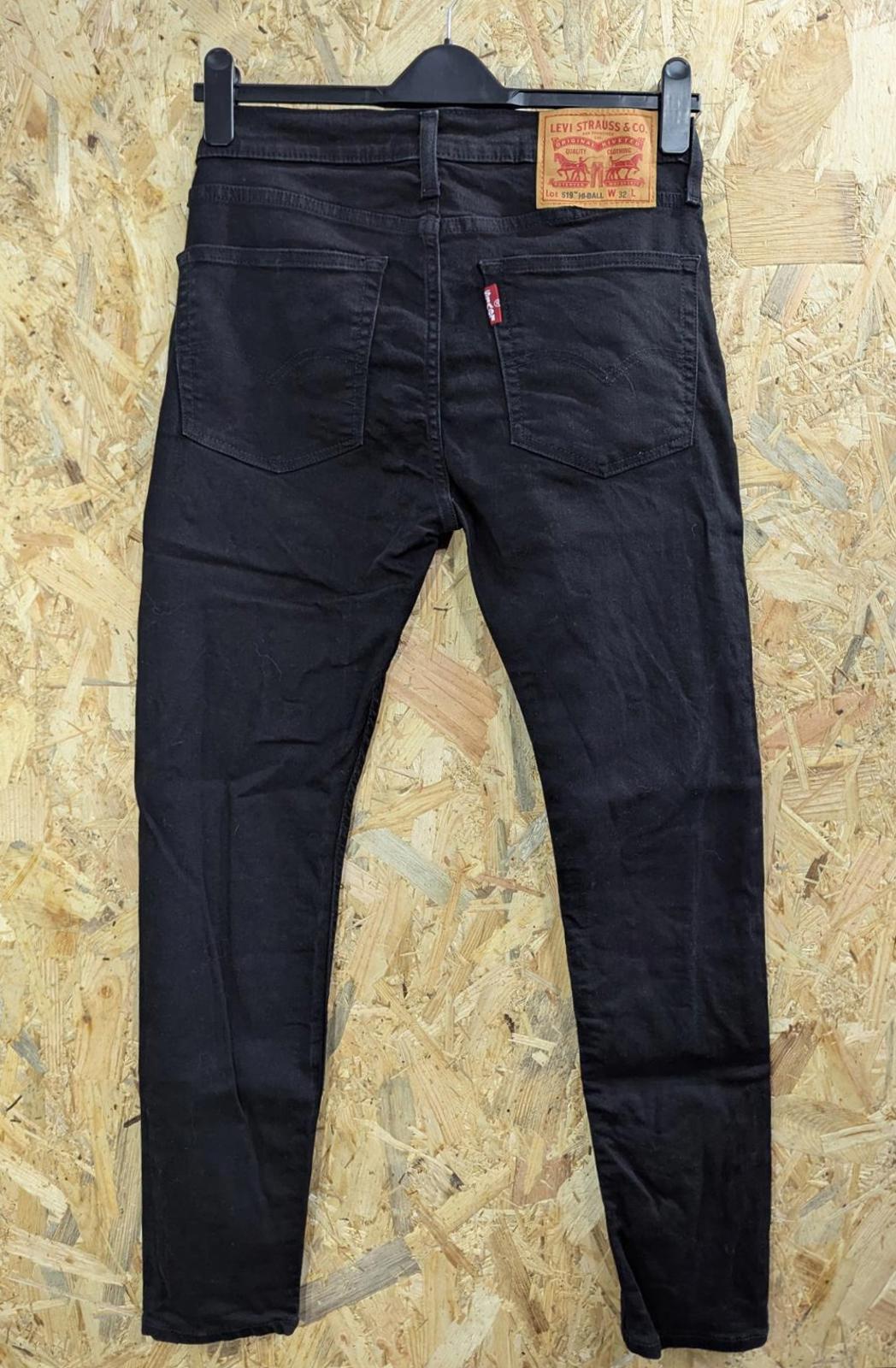 Levis 519 Hi-Ball Black Jeans W32 L31 Men Extreme Skinny Red Tab Zip Fly Stretch