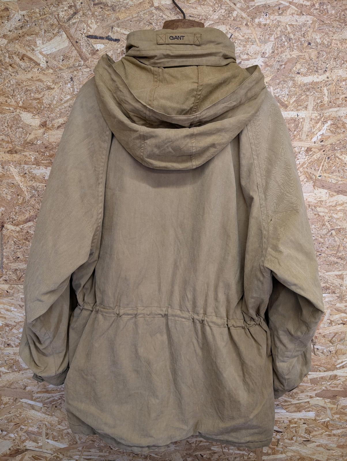 Gant Street Parka Large Men Jacket Tan Beige Hooded Wool Liner Canvas Coat USA