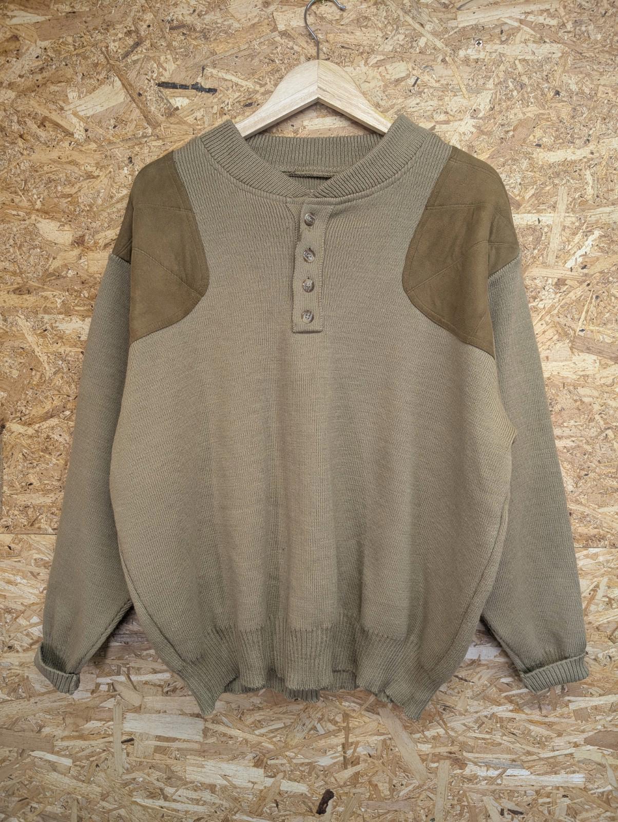 Filson Henley Guide Jumper XL Men Wool Khaki Tan Brown Shoulder Patch Made USA