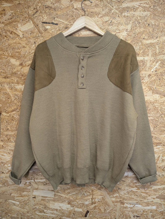 Filson Henley Guide Jumper XL Men Wool Khaki Tan Brown Shoulder Patch Made USA