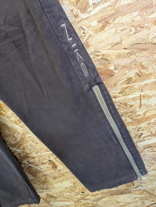 Nike Joggers Large Chocolate Brown Beige Vintage 90s Streetwear Zip Sides Y2K