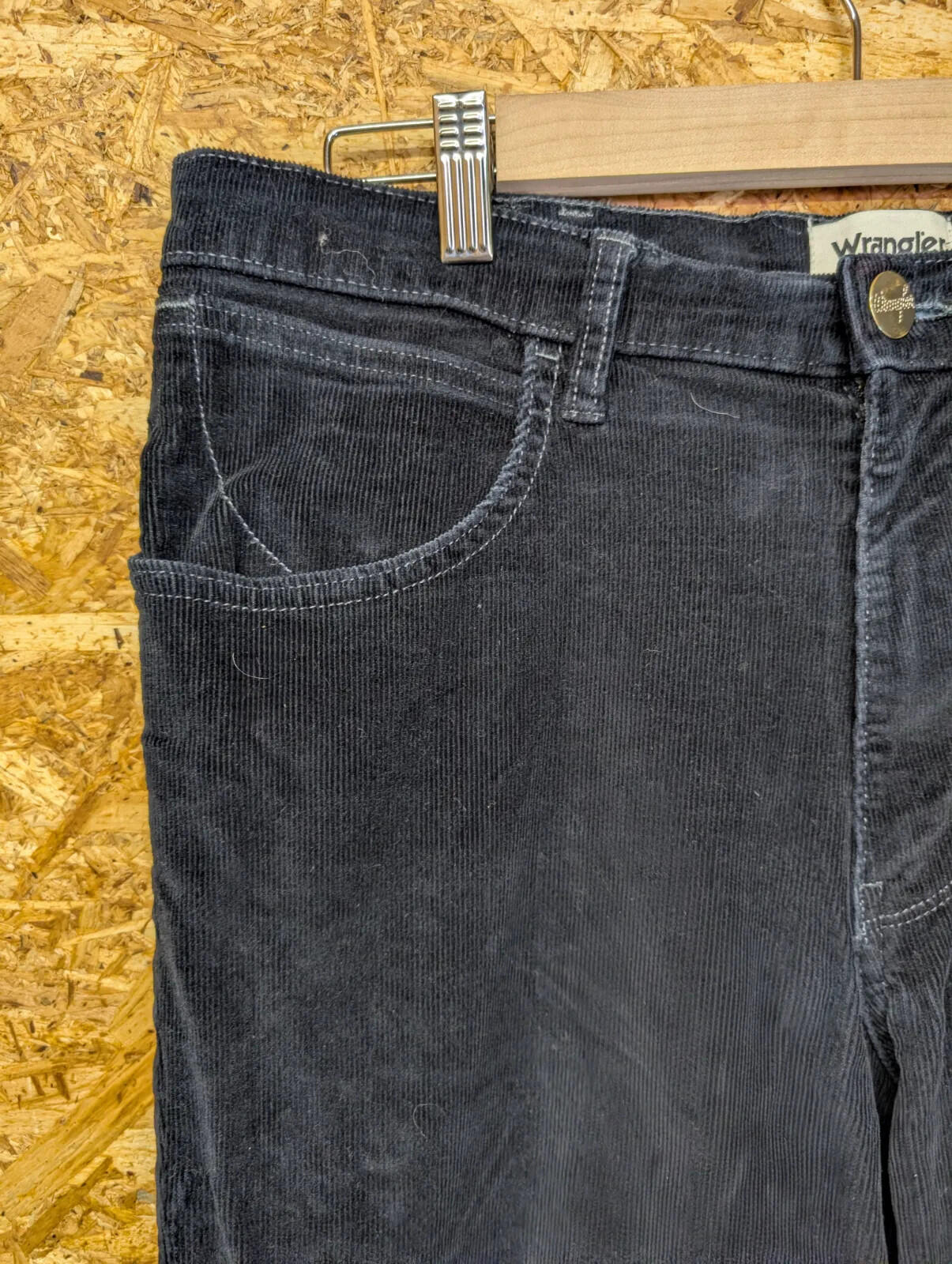 Wrangler Arizona Corduroy Jeans Mens W34 L30 Black Cotton Straight Leg Zip Fly