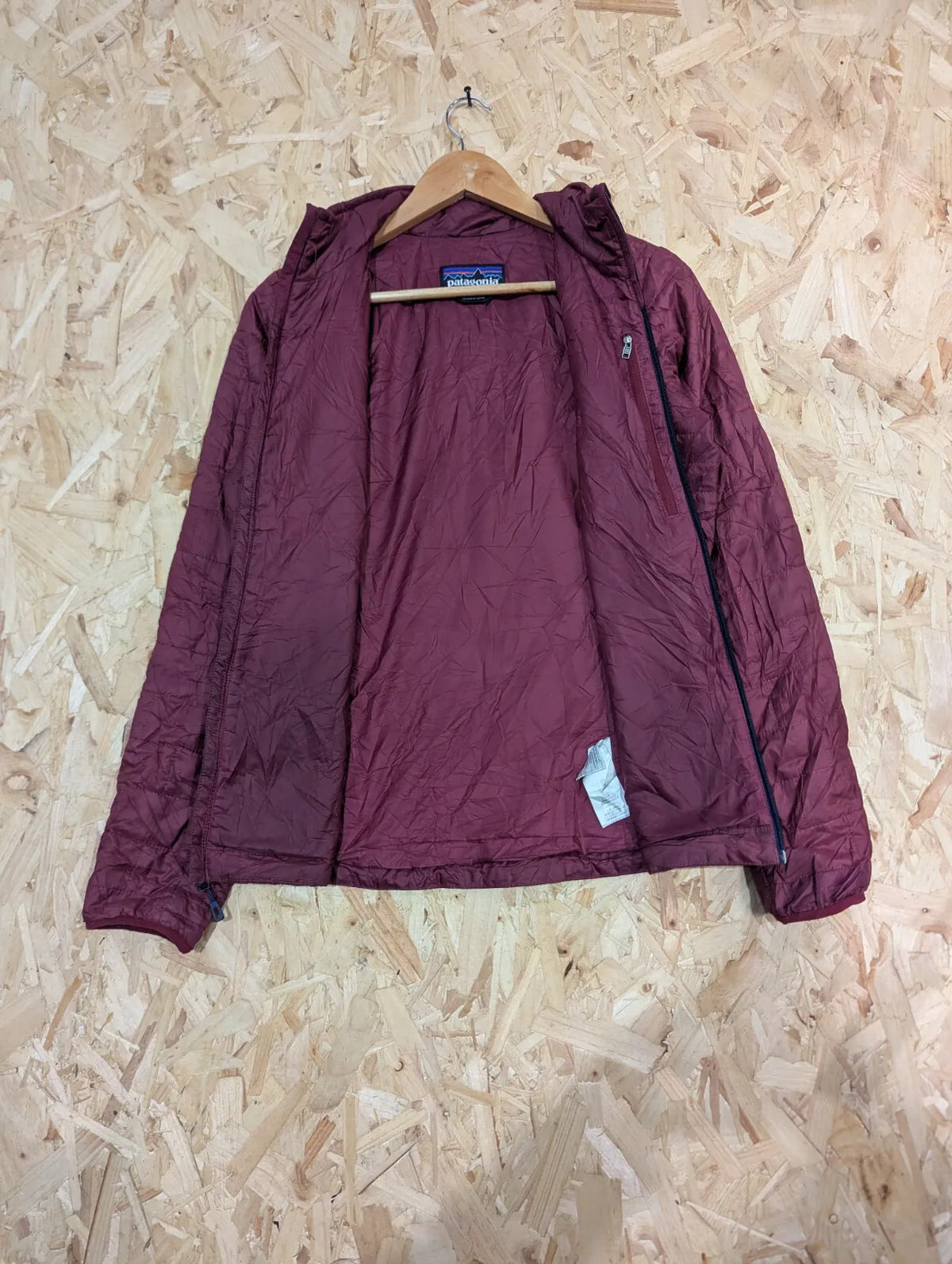 Patagonia Nano Puff Jacket Women Small Burgundy PrimaLoft Quilted Insulated Hood