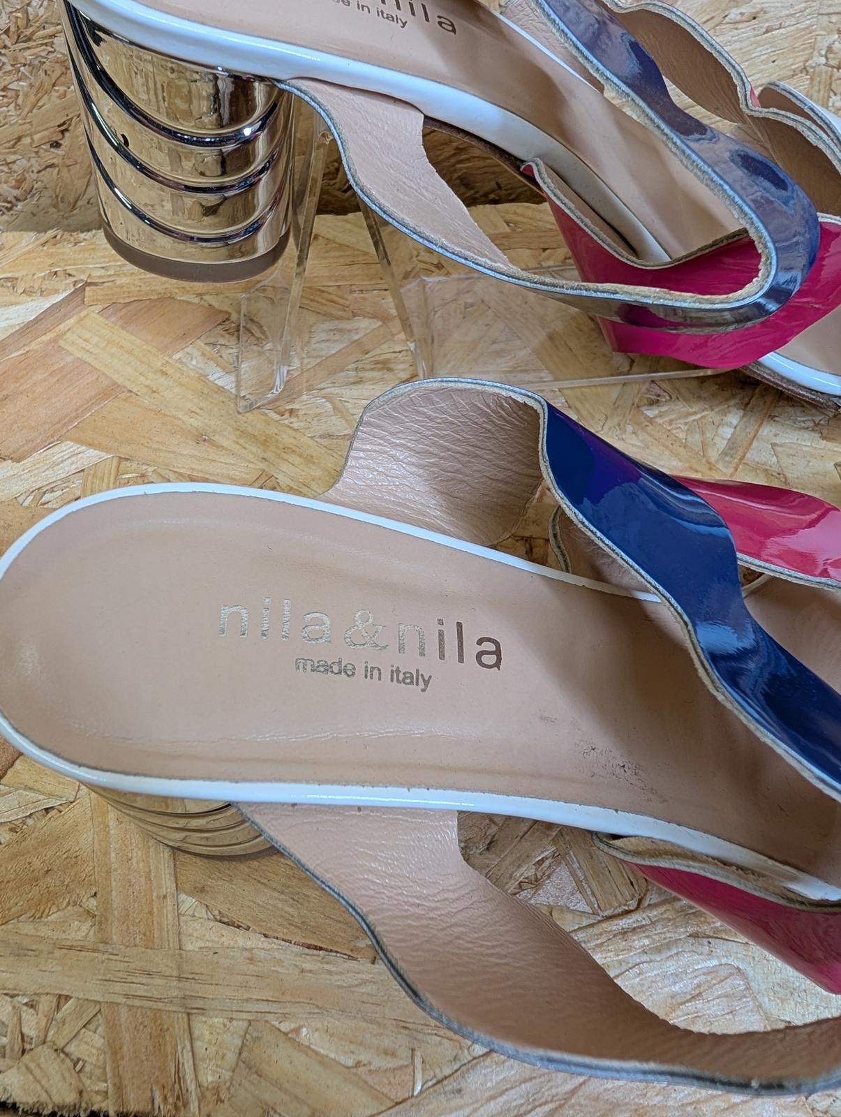 Nila & Nila Made In Italy Chunky Heel Shoes Leather Uppers 7.5 UK 41 EU £185