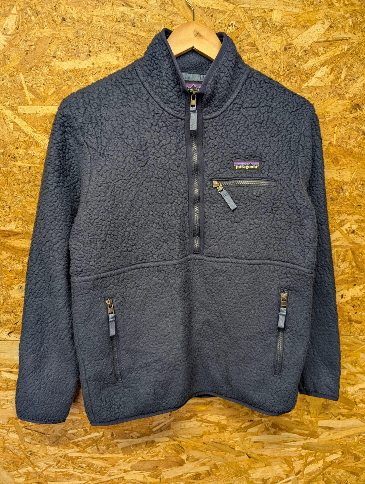 Patagonia Deep Pile Fleece Womens XS Navy Blue /4 Zip Pullover Retro-X Snap-T