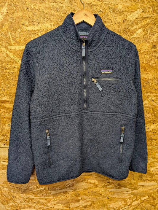 Patagonia Deep Pile Fleece Womens XS Navy Blue /4 Zip Pullover Retro-X Snap-T