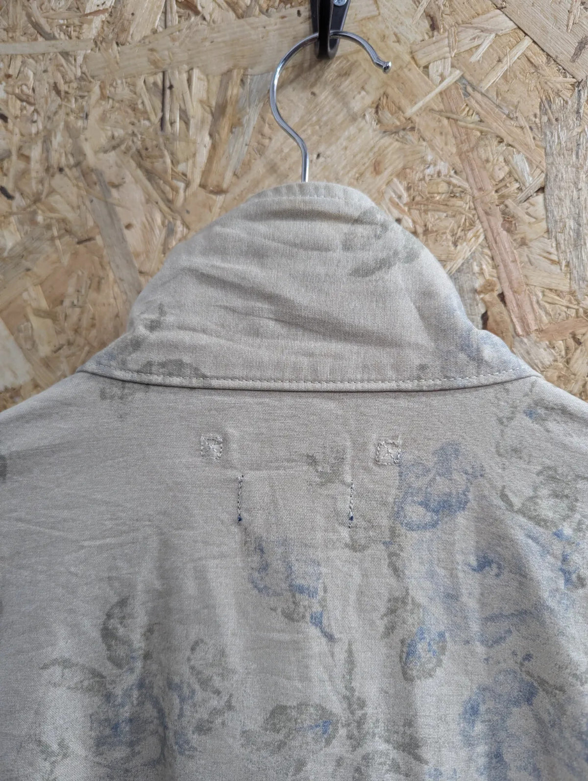Vintage Chaps Field Jacket Mens XL Beige Blue Grey Cotton Abstract Print RL Polo