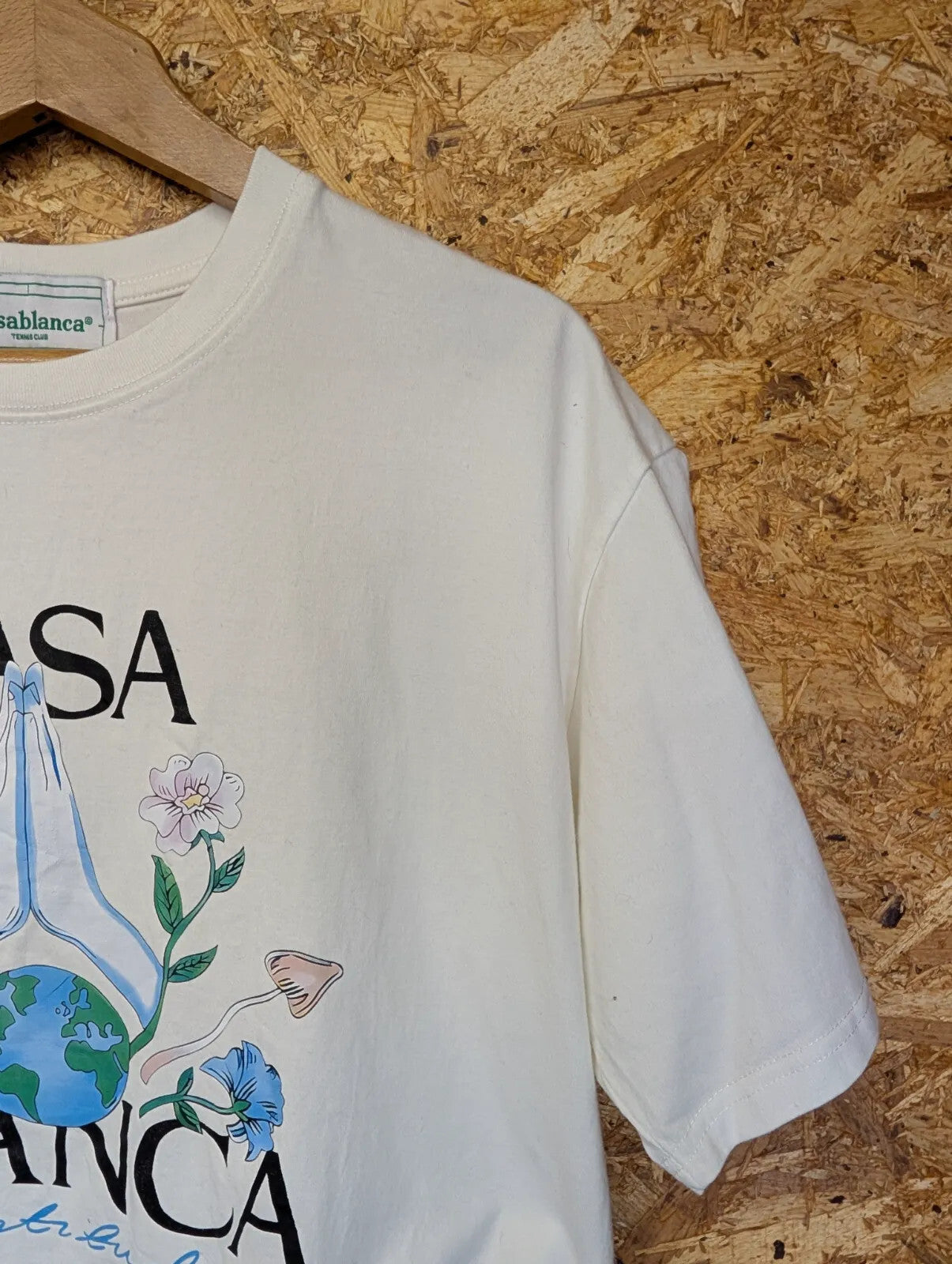 Casablanca Crew Neck T-Shirt Mens Small Oversized White Cotton S/S Tennis Club