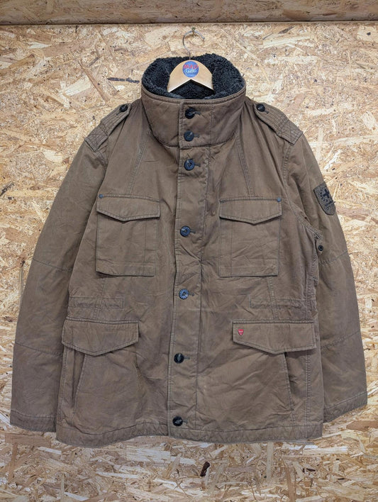 Strellson Jacket XL 44 Men Brown Chore Swiss Cross Edition Detachable Wool Liner