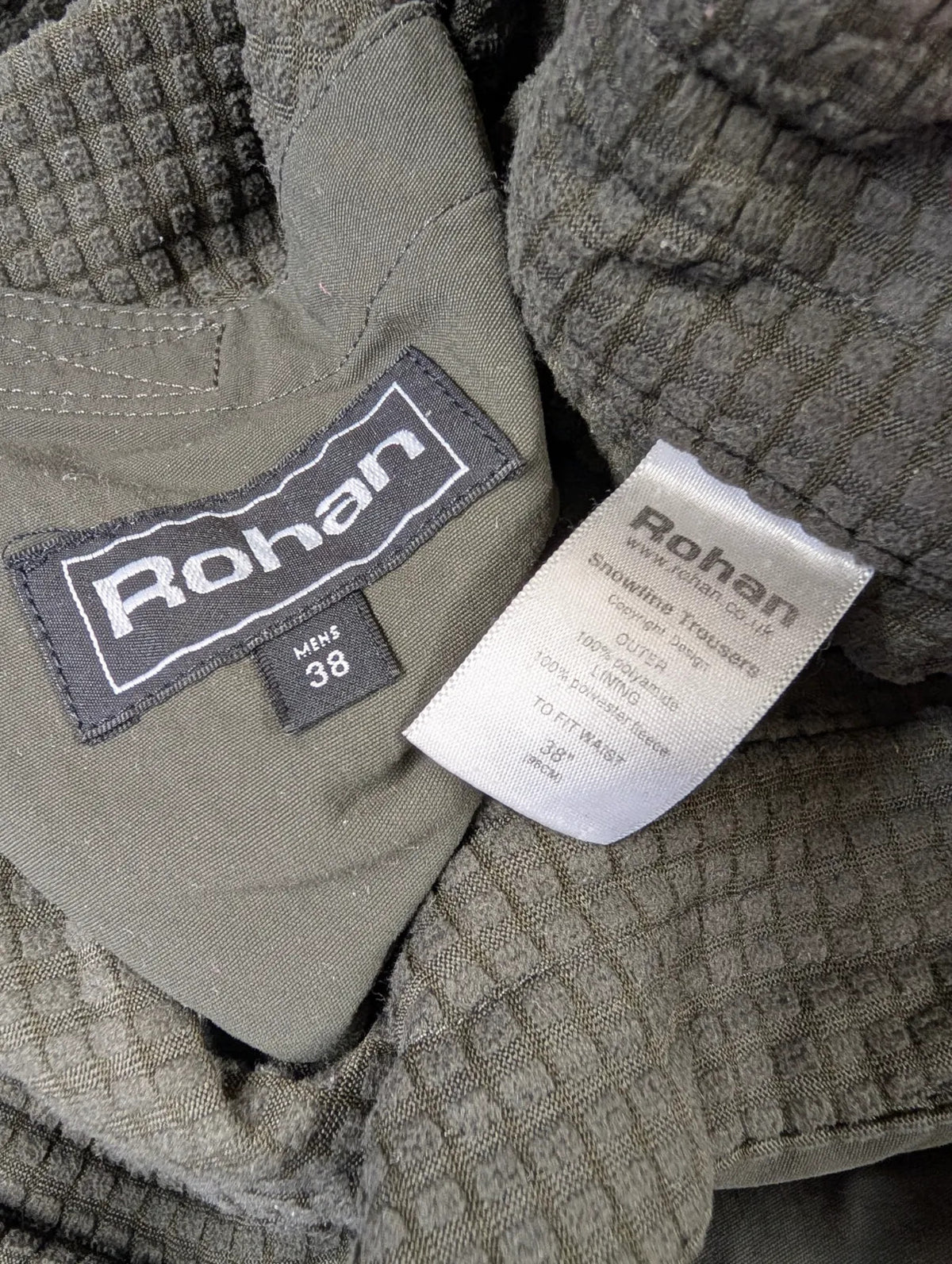 Rohan Snowline Trousers Mens W38 L34 Khaki Green Fleece Lined Hiking Walking