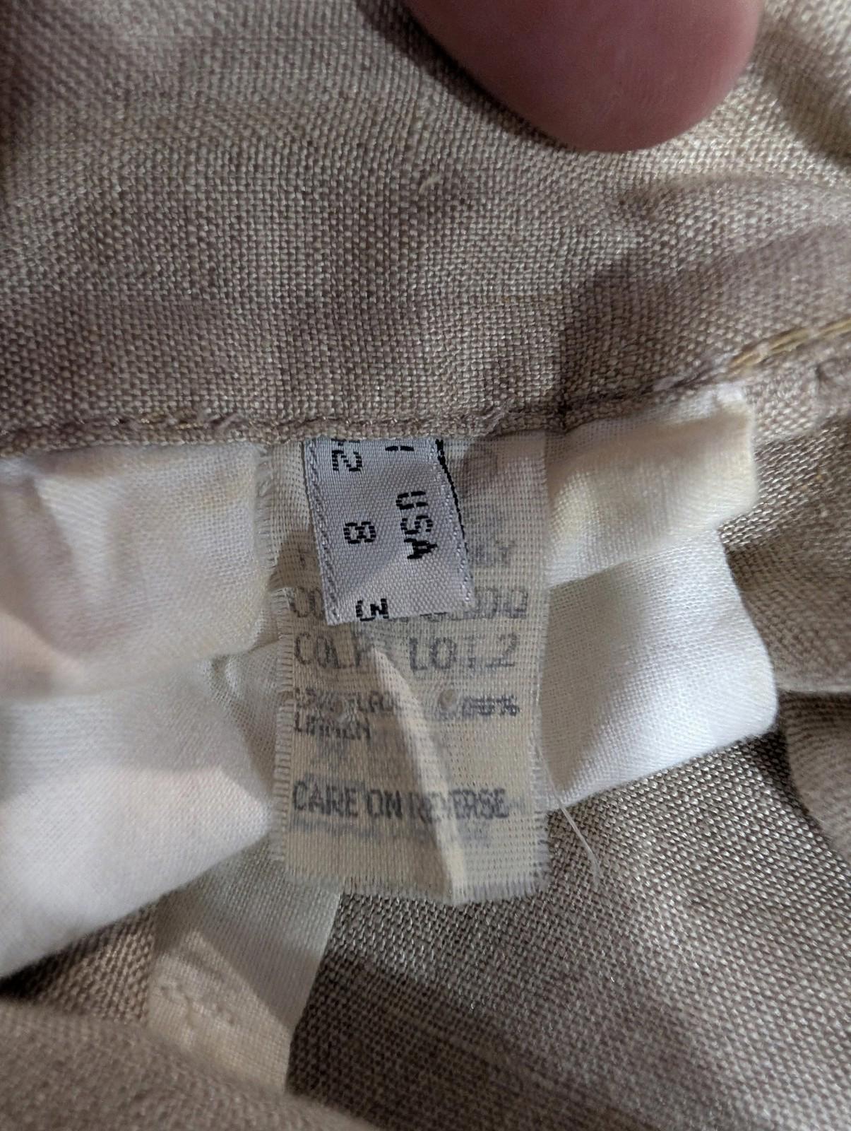 Armani Trousers Womens Size 8 W26 L31 Wide-Leg Baggy Beige Pleated Linen Oatmeal