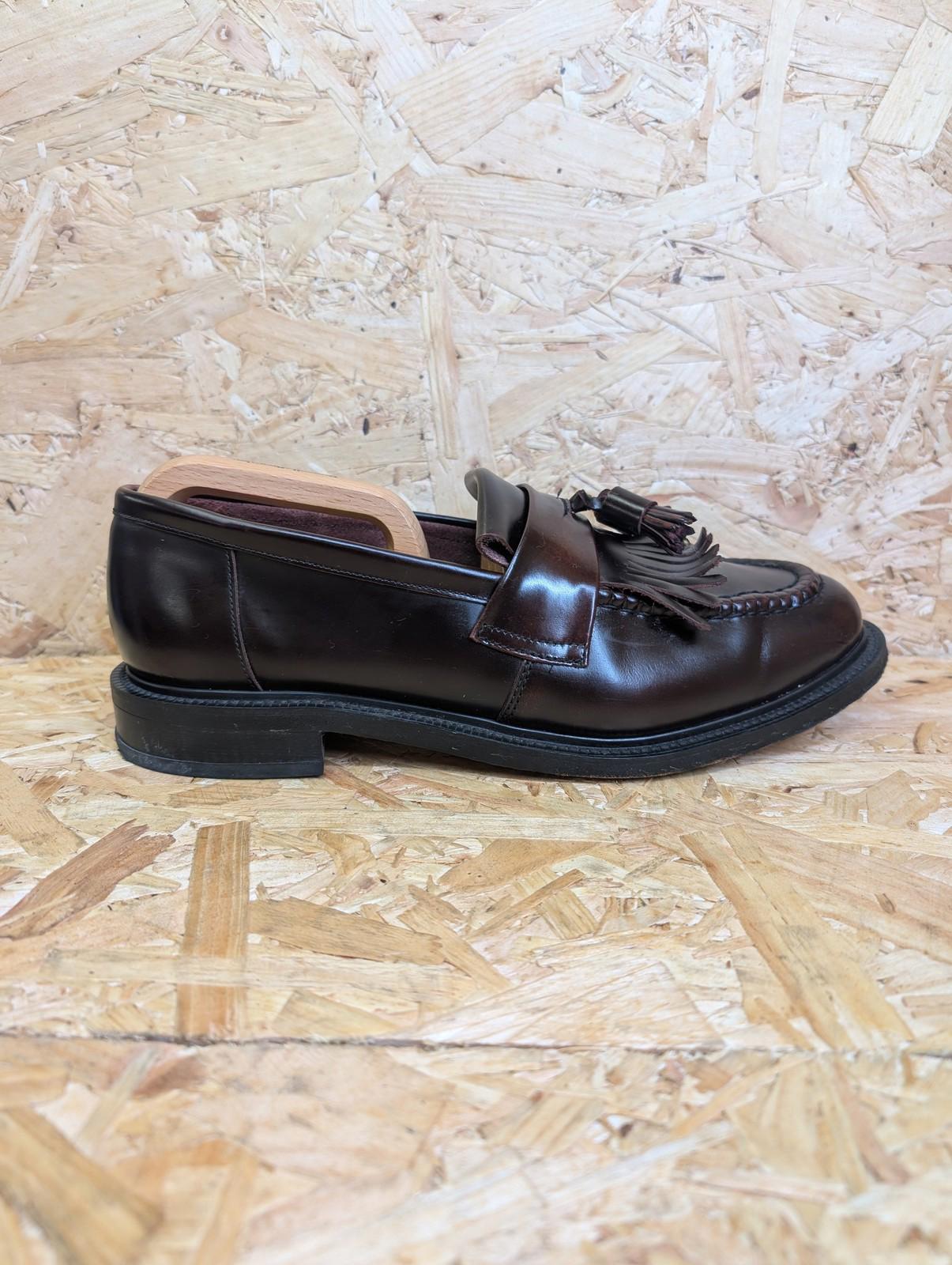 Modfather Tassel Loafers Men UK 9 Leather Oxblood Burgundy Brown Vintage Style