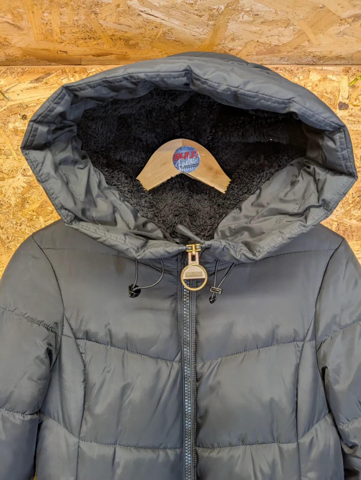 Barbour International Parka Womens UK 8 Longline Boston Quilt Puffer Coat Black