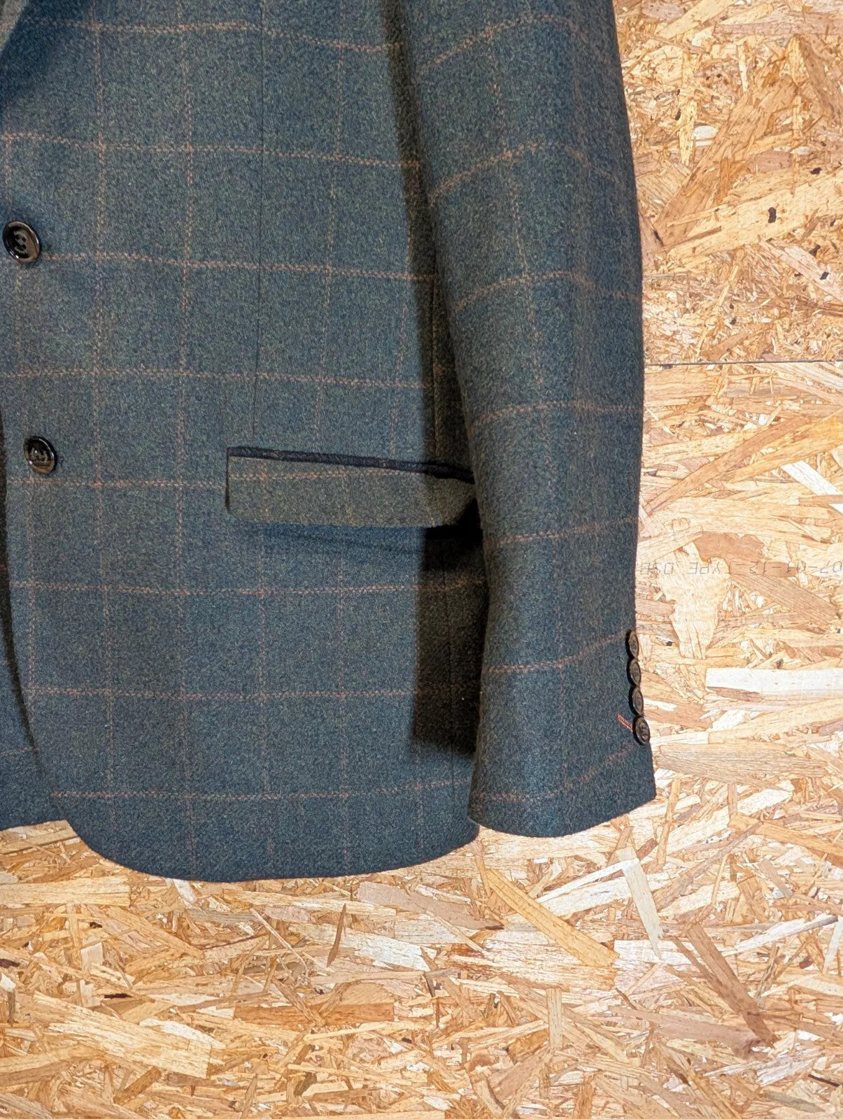 Cavani Tweed Blazer Mens UK XXL 46 Green Wool Checked Jacket Derby Button Up