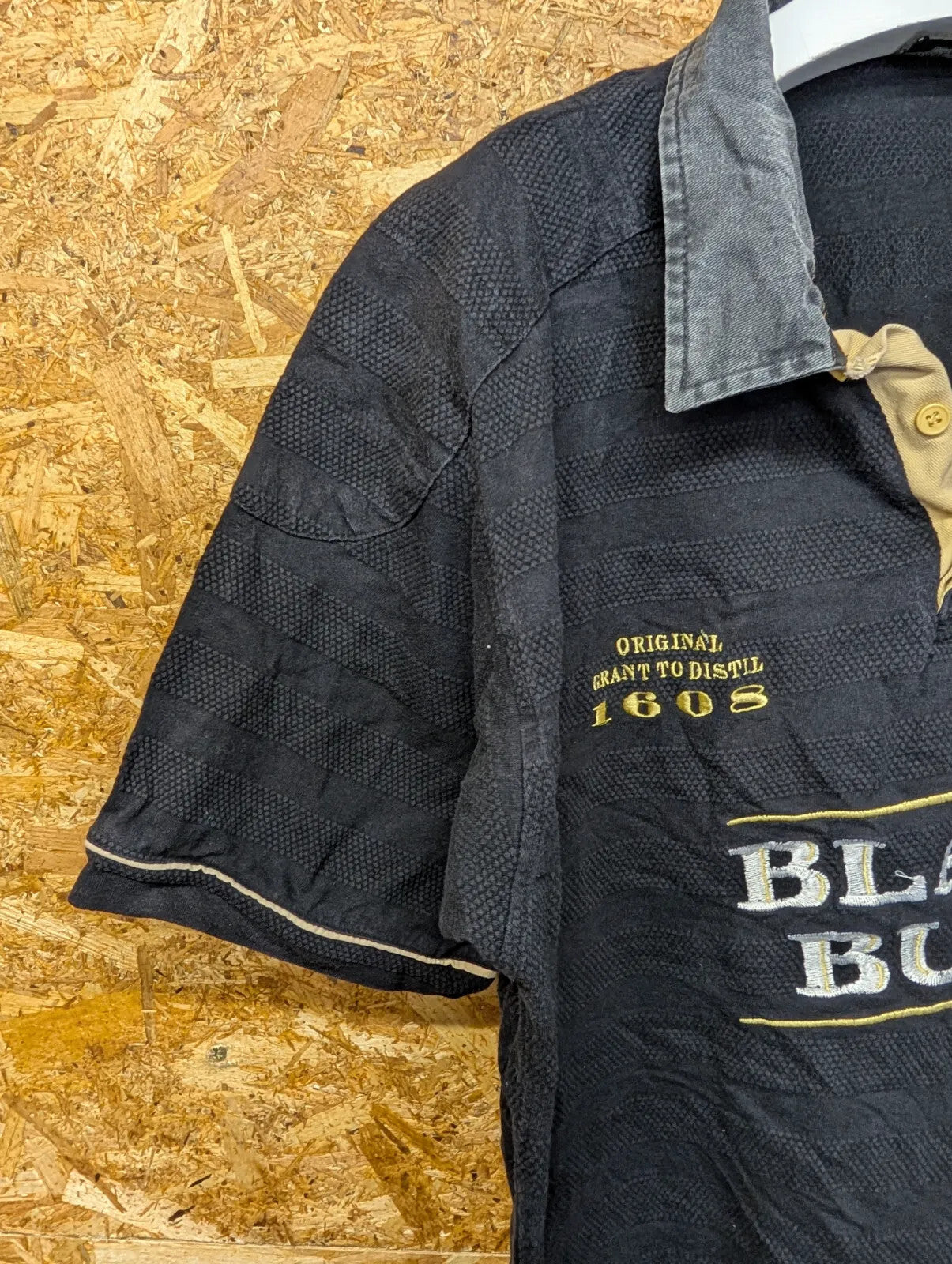 Bushmills Black Bush Rugby Shirt Mens Large Cotton Ireland Whiskey 1608 90s