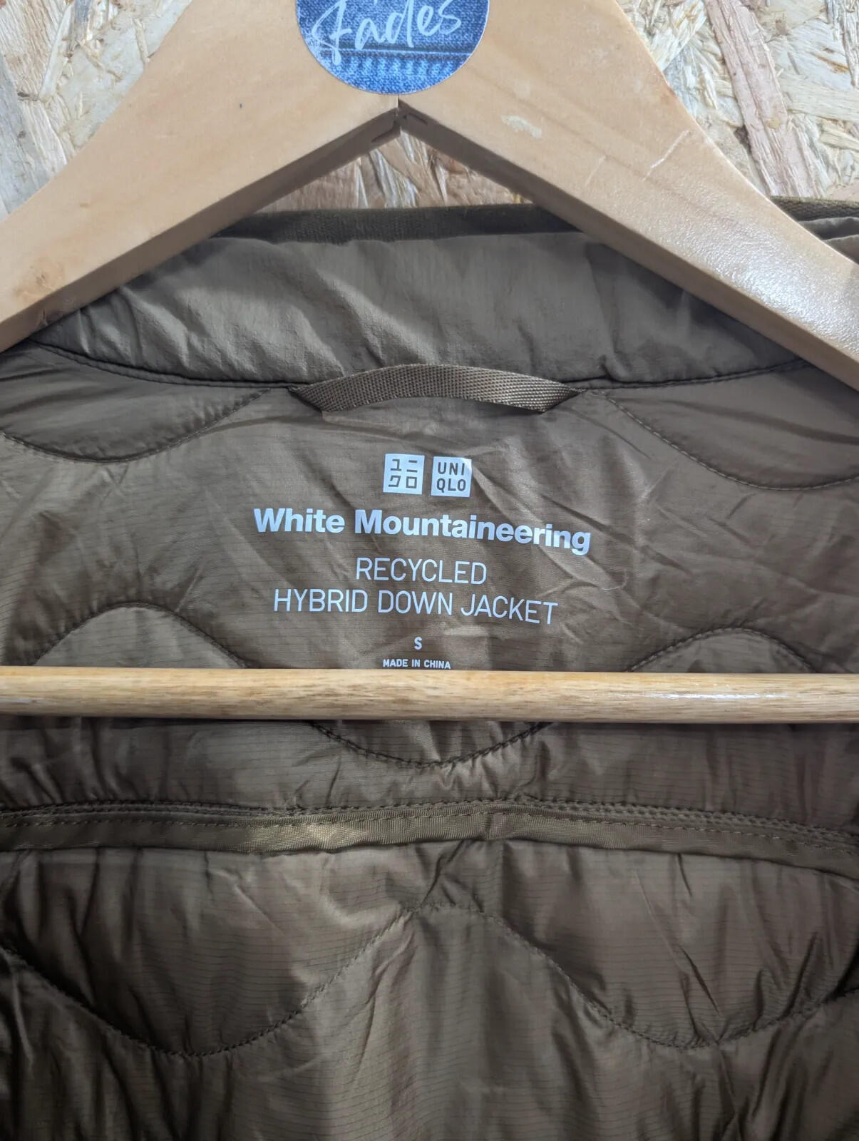 Uniqlo x White Mountaineering Jacket Mens Small Olive Khaki Quilt Hybrid Down