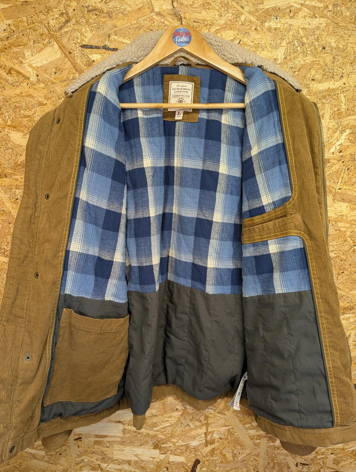 Fat Face Corduroy Jacket Large Men Sherpa Lined Brown Winter Warm Fleece Coat