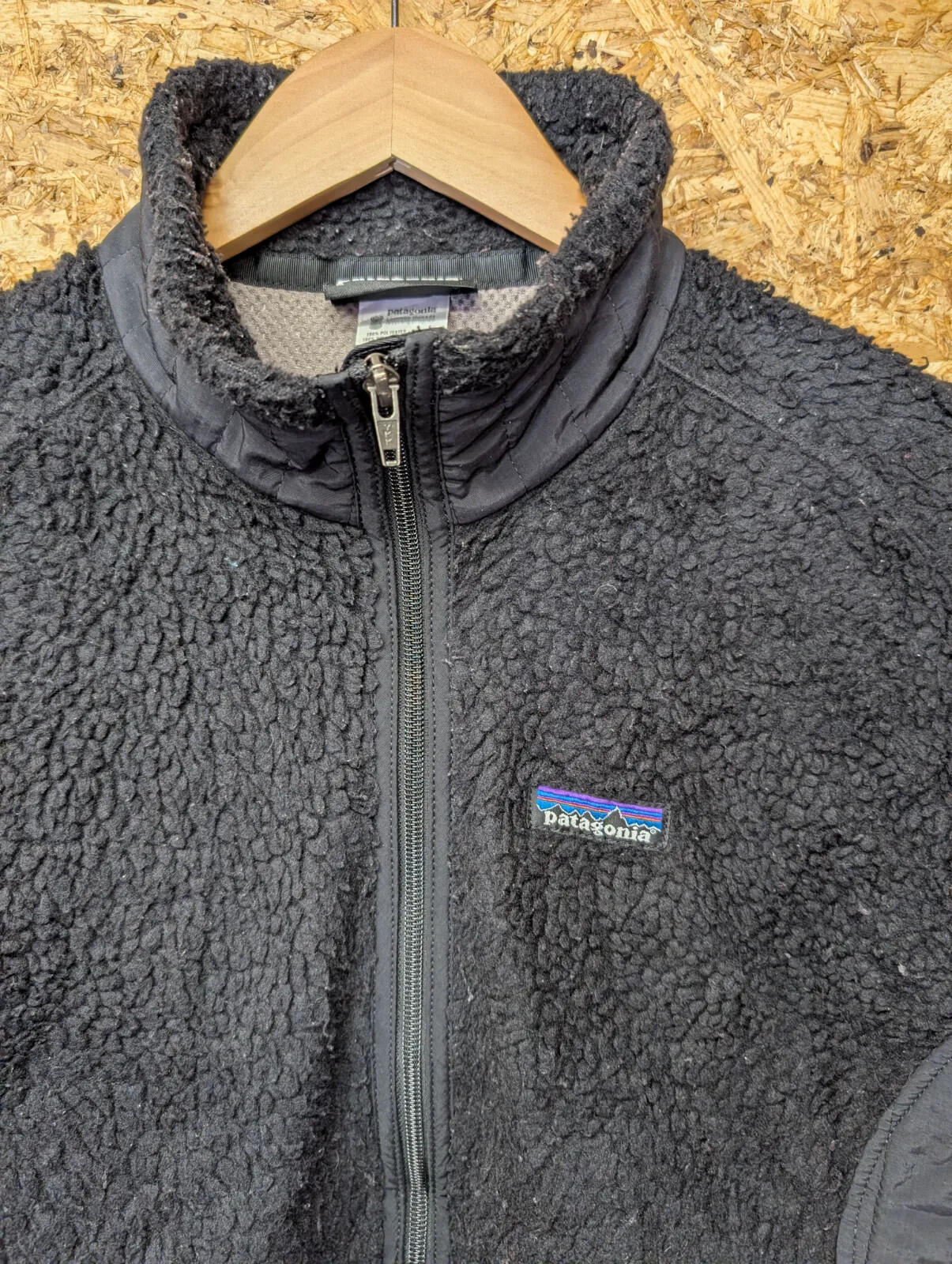 Patagonia Retro-X Fleece Jacket Womens Large Black Deep Pile Sherpa Full Zip USA