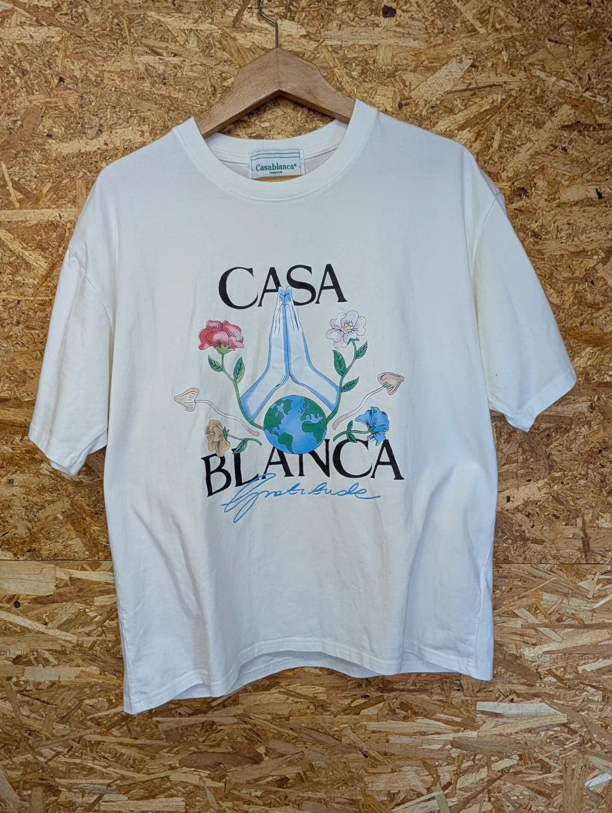 Casablanca Crew Neck T-Shirt Mens Small Oversized White Cotton S/S Tennis Club