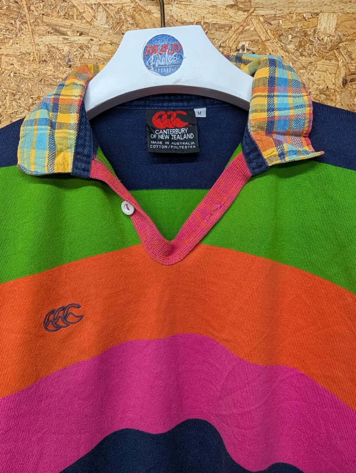 Vintage Canterbury New Zealand Rugby Shirt Mens Medium Multicolour Cotton Stripe