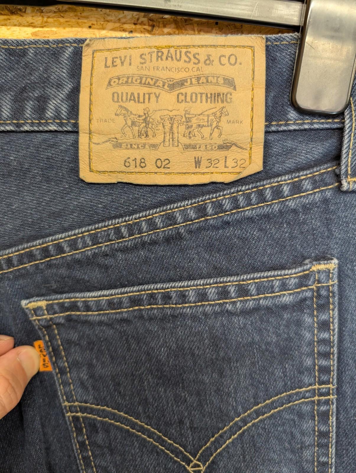 Levis 618 Original Jeans Mens W32 L32 Vintage 90s Navy Blue Denim Straight Fit