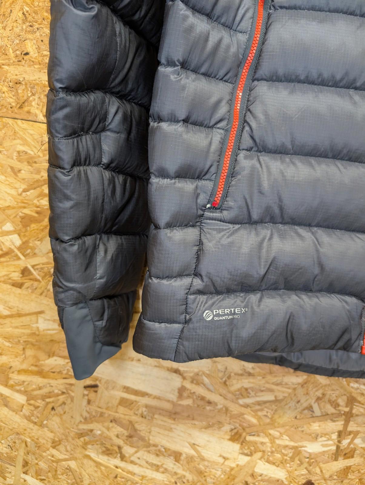 Rab Electron Jacket Small Men Insulated Down Hooded Grey Black Hiking Puffer