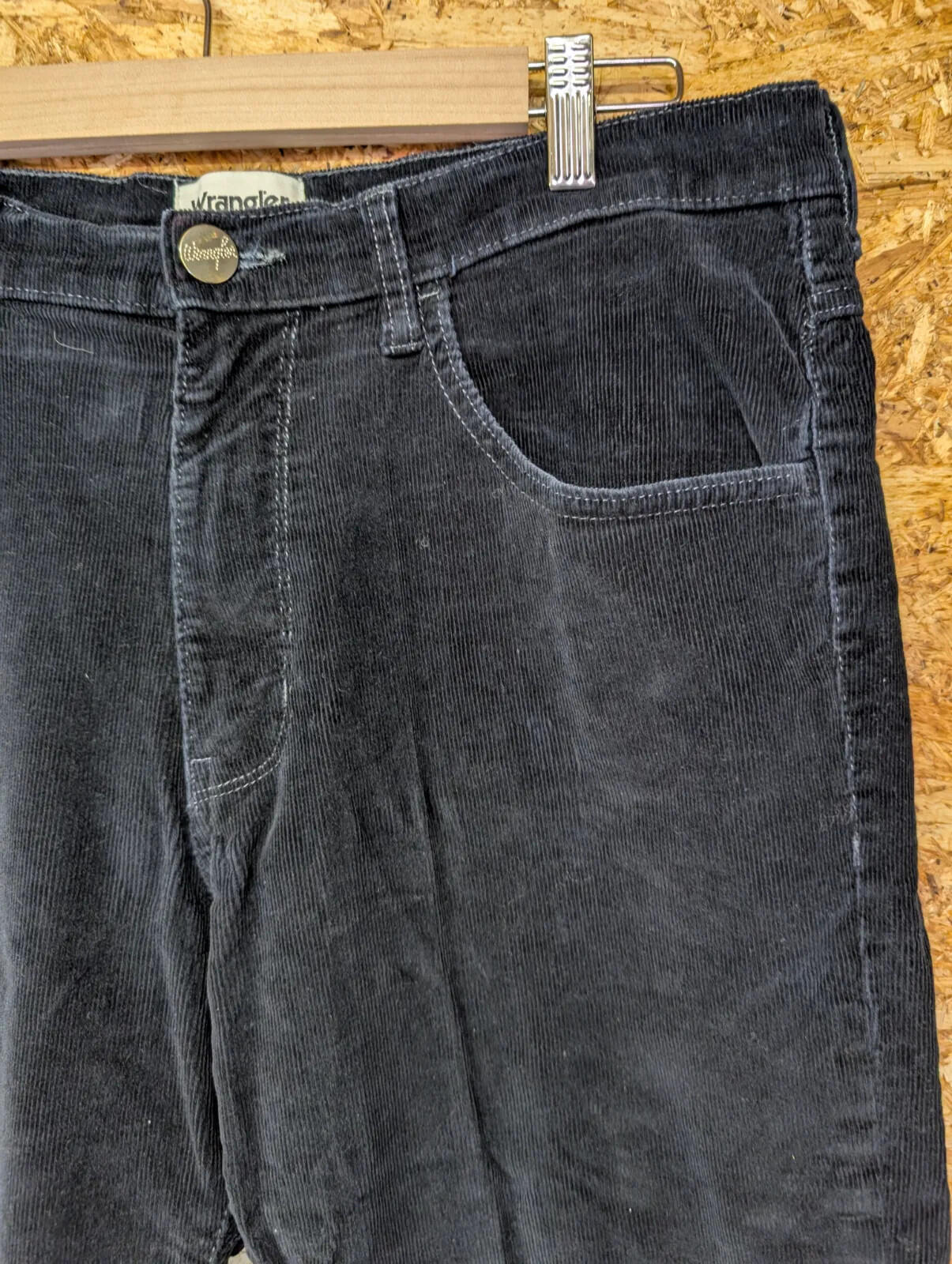 Wrangler Arizona Corduroy Jeans Mens W34 L30 Black Cotton Straight Leg Zip Fly