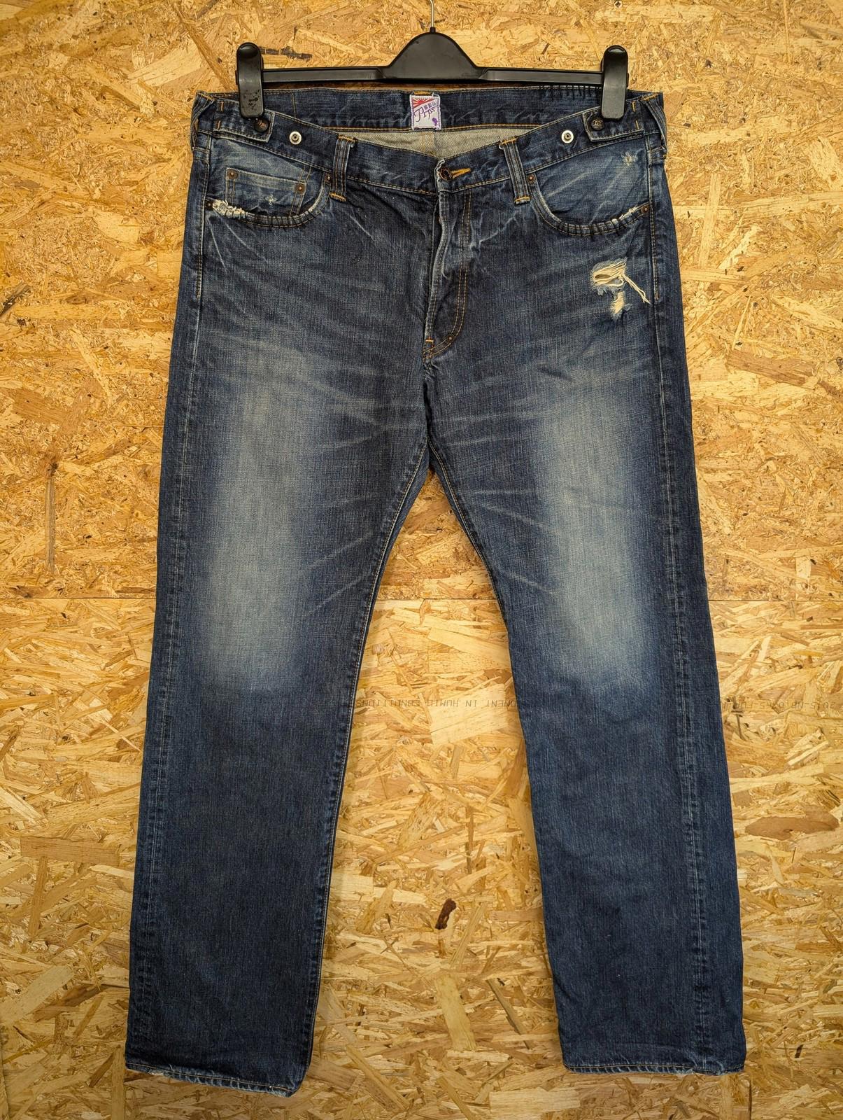PRPS Jeans Mens W36 Straight Leg Distressed Button Fly Blue Denim Made In Japan