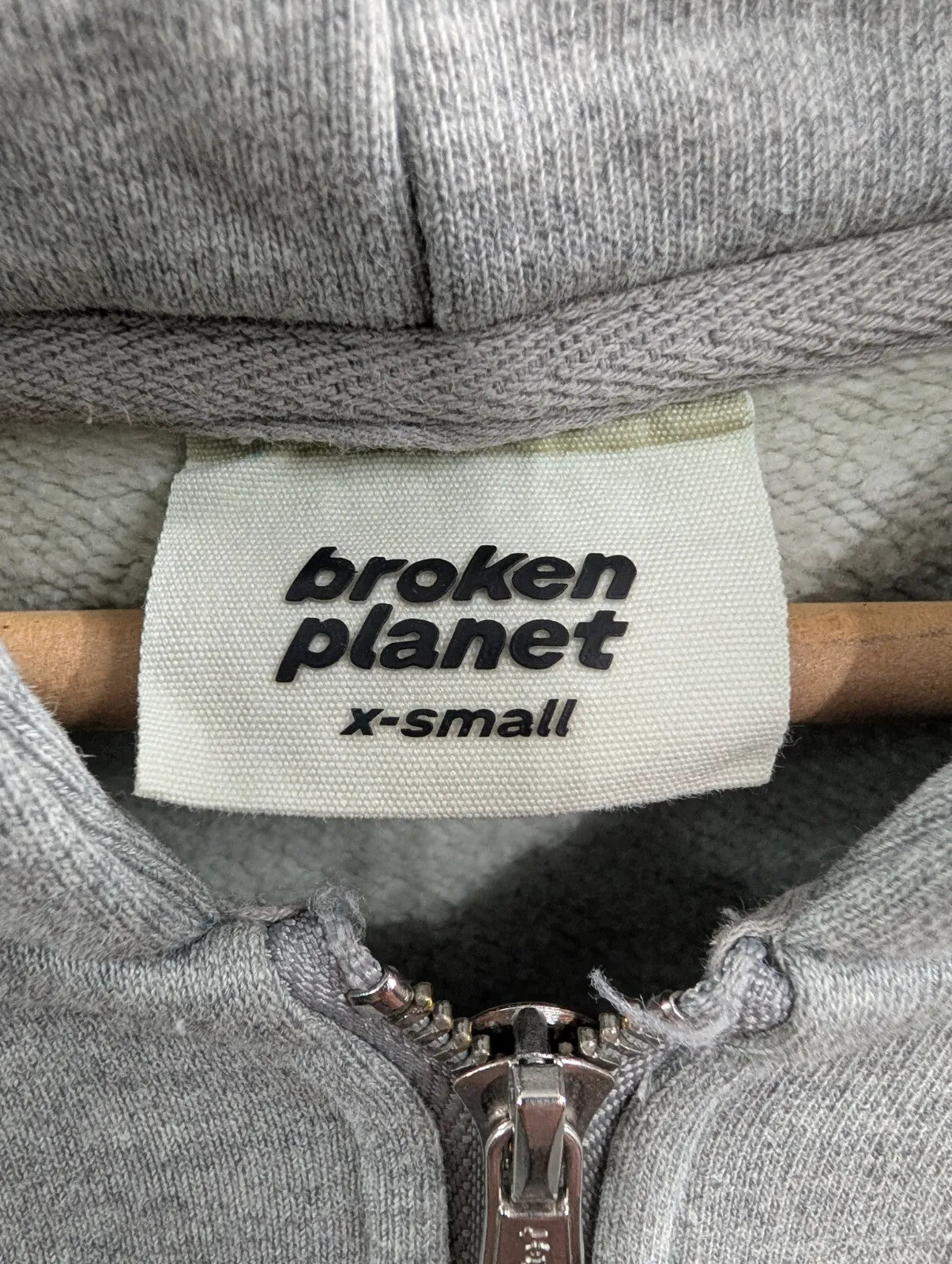Broken Planet Zip Hoodie Womens XS Grey Oversized Organic Cotton Zip Puff Logo