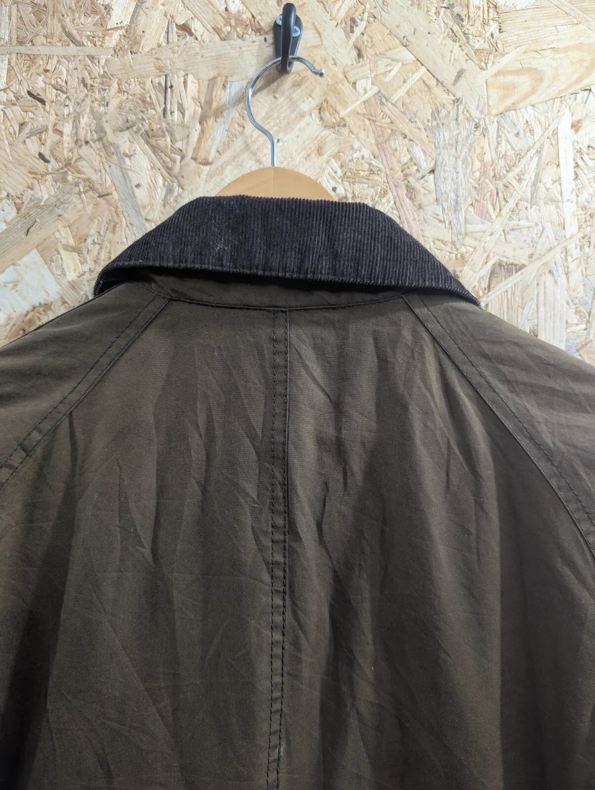 Barbour Classic Beadnell Waxed Jacket Womens UK14 Olive Green Tartan Brown Cord