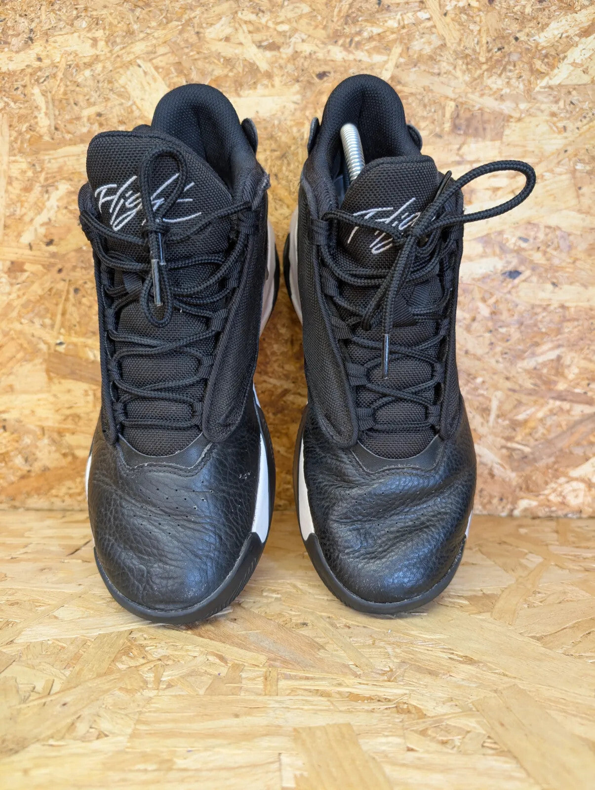 Jordan Max Aura 4 High Top Basketball Shoes UK 8 Black White Silver Leather