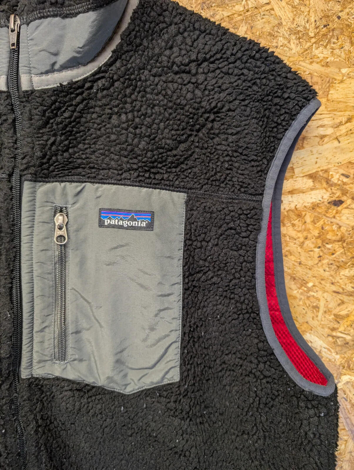 Patagonia Retro-X Vest Fleece Mens XL Black Deep Pile Full Zip Borg Sherpa Gilet