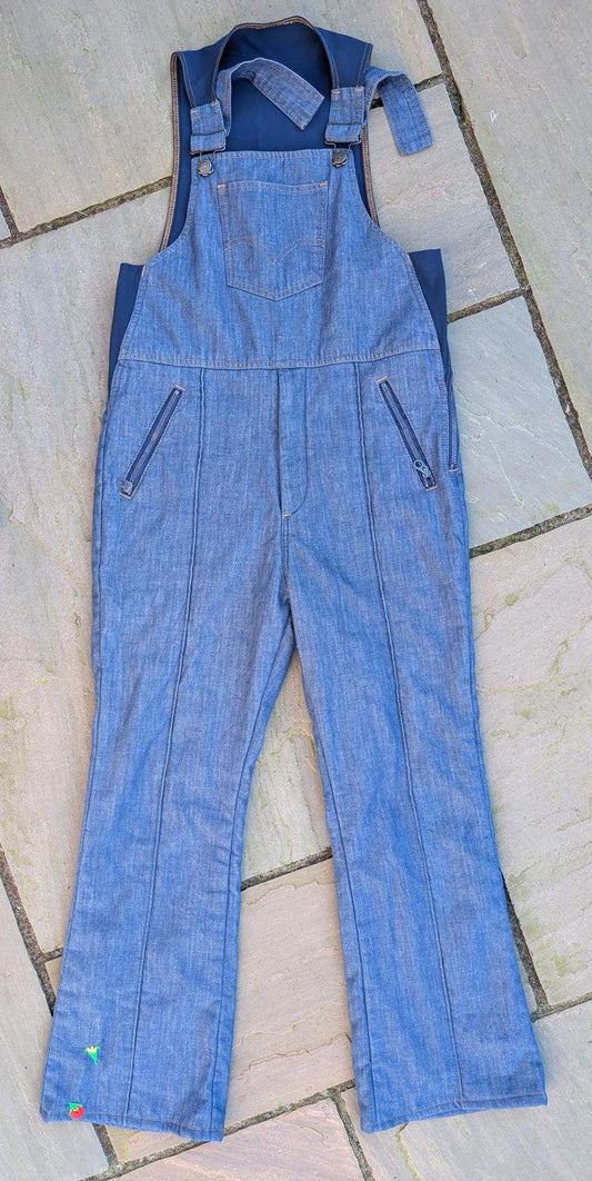 Vintage Levis Dungarees 12-14 W34 L30 Overall Navy Blue Denim Zip Size 70s