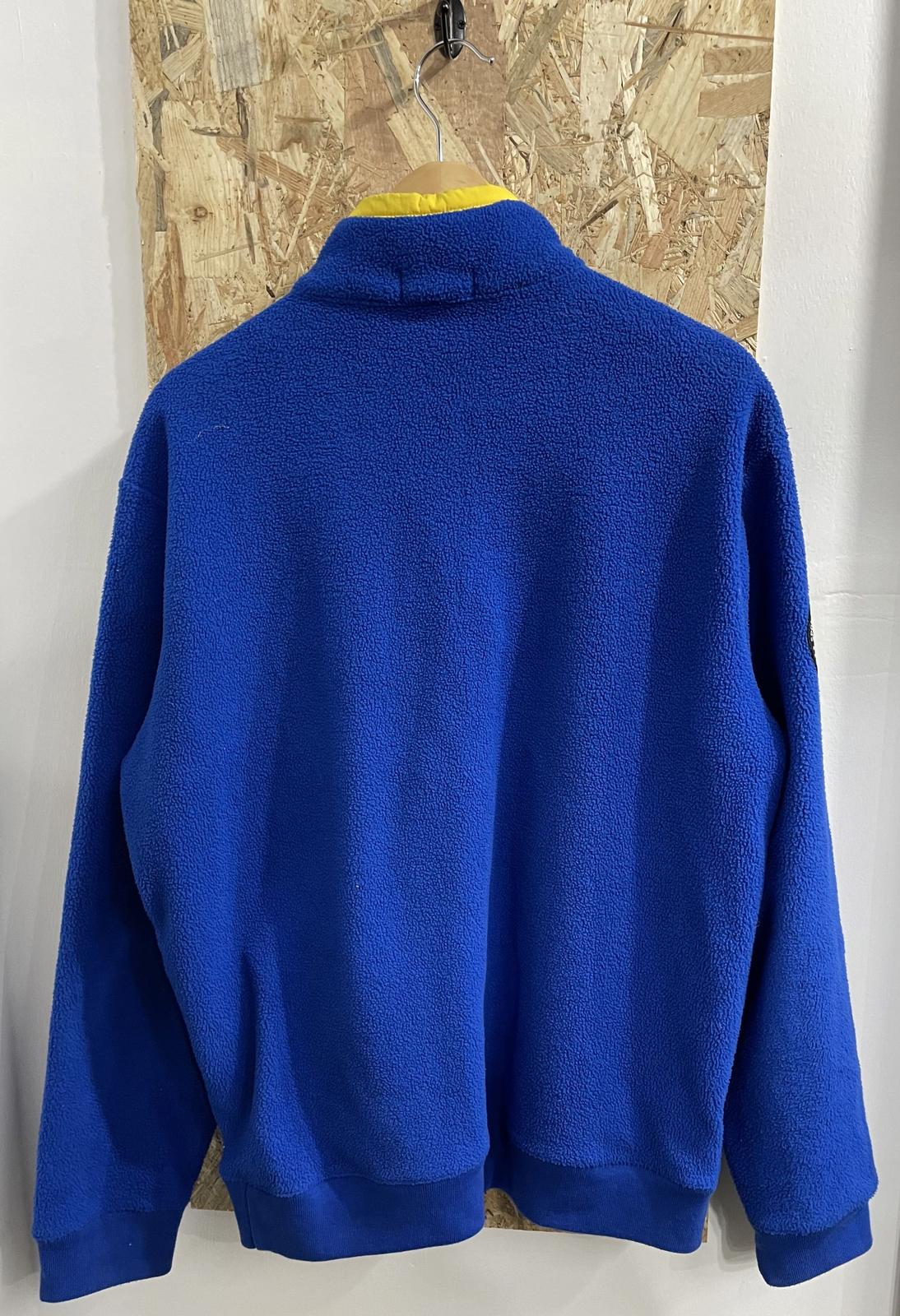 Ralph Lauren Polo Warm Fleece Pullover Jumper 1/4 Zip Blue Yellow Mens Large