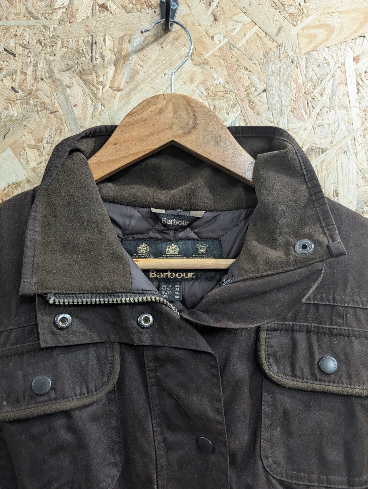 Barbour 6oz Waxed Jacket Women UK18 Brown Cotton Waterproof Quilted