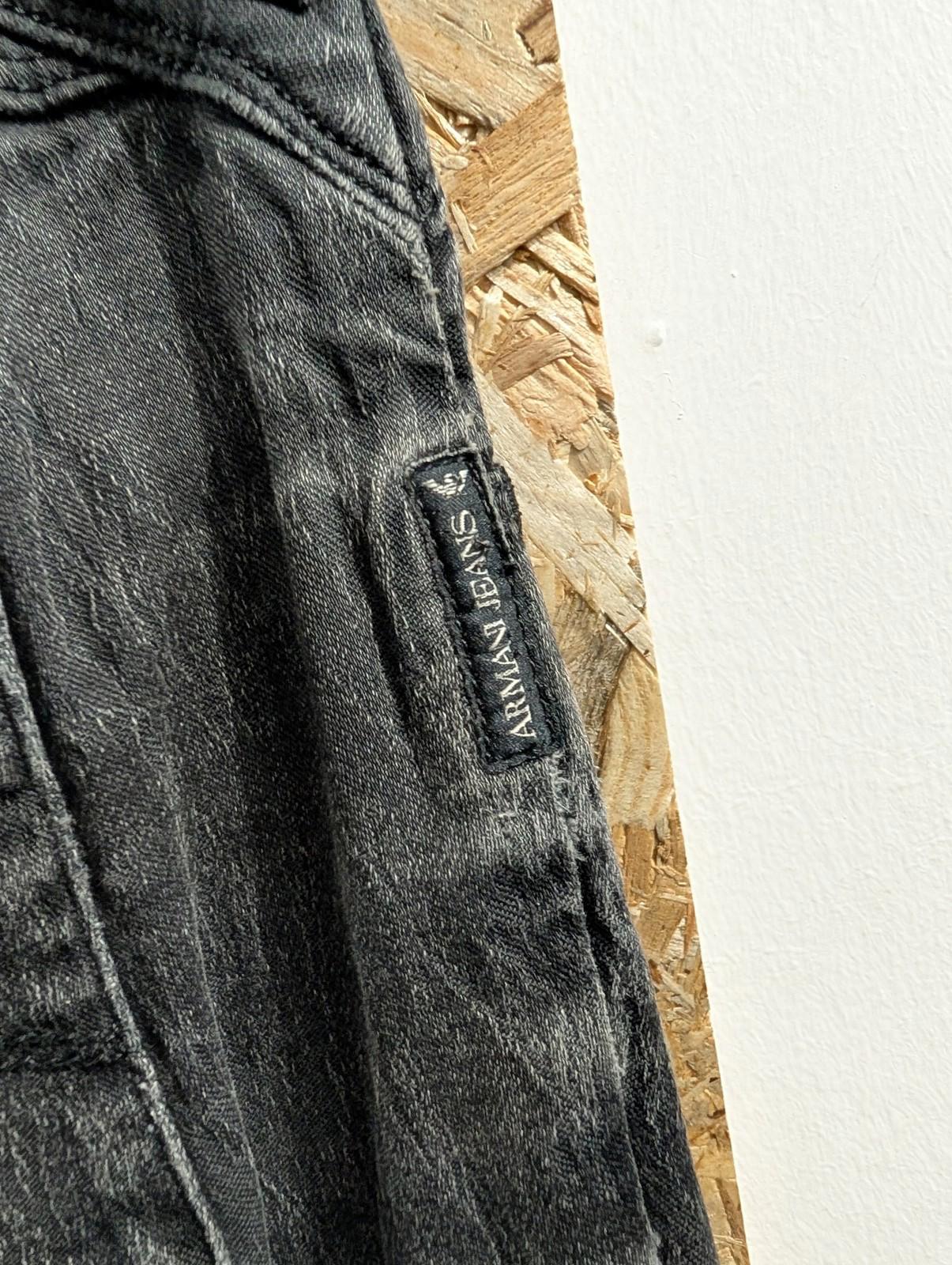 Armani Jeans Womens W29 Skinny Denim Black Grey Logo Stretch Texture Zipper Fly