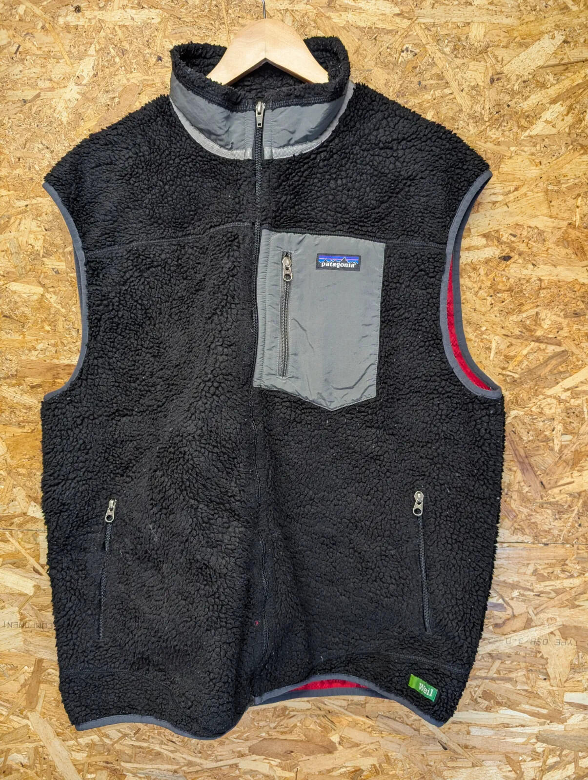 Patagonia Retro-X Vest Fleece Mens XL Black Deep Pile Full Zip Borg Sherpa Gilet