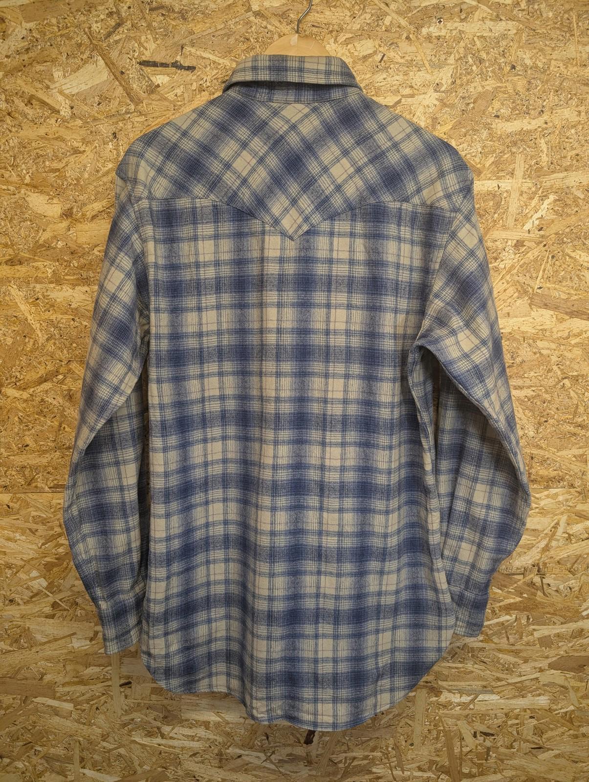 Pendleton Wool Shirt Medium Men Long Sleeve Plaid Western Blue Check Pearl Snap