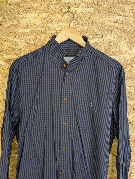 Vivienne Westwood Shirt XL Blue Check Long Sleeve Cotton Vintage