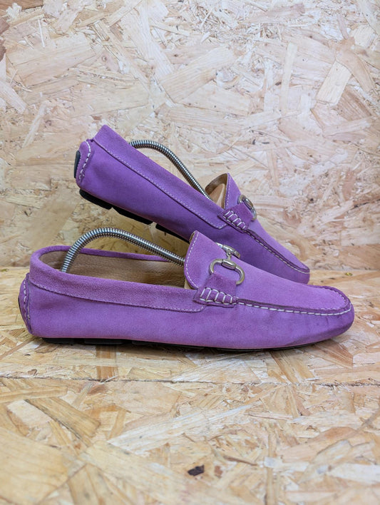 Luciano Di Roma Suede Purple Loafers Driving Shoes Made Italy Slip On 9 UK 43 EU