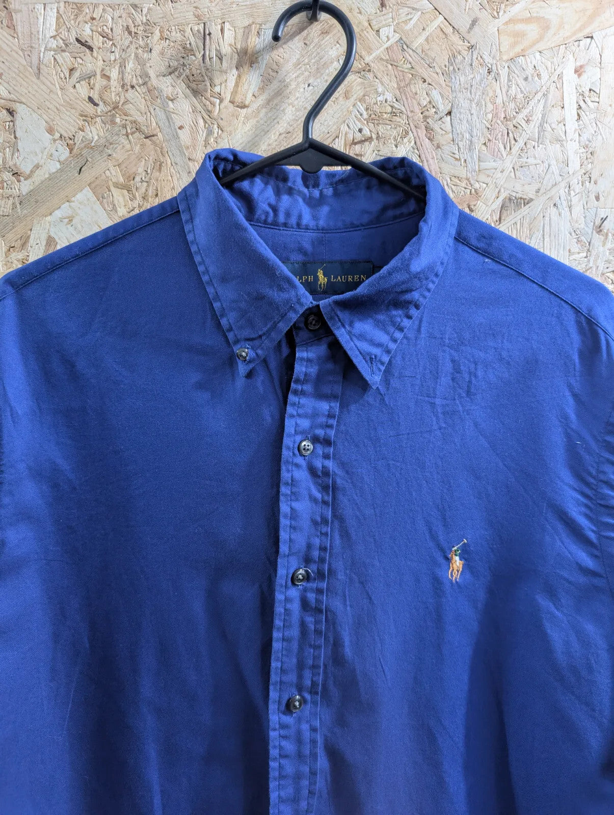 Polo Ralph Lauren Shirt Mens Large Royal Blue Cotton Long Sleeve Button Down