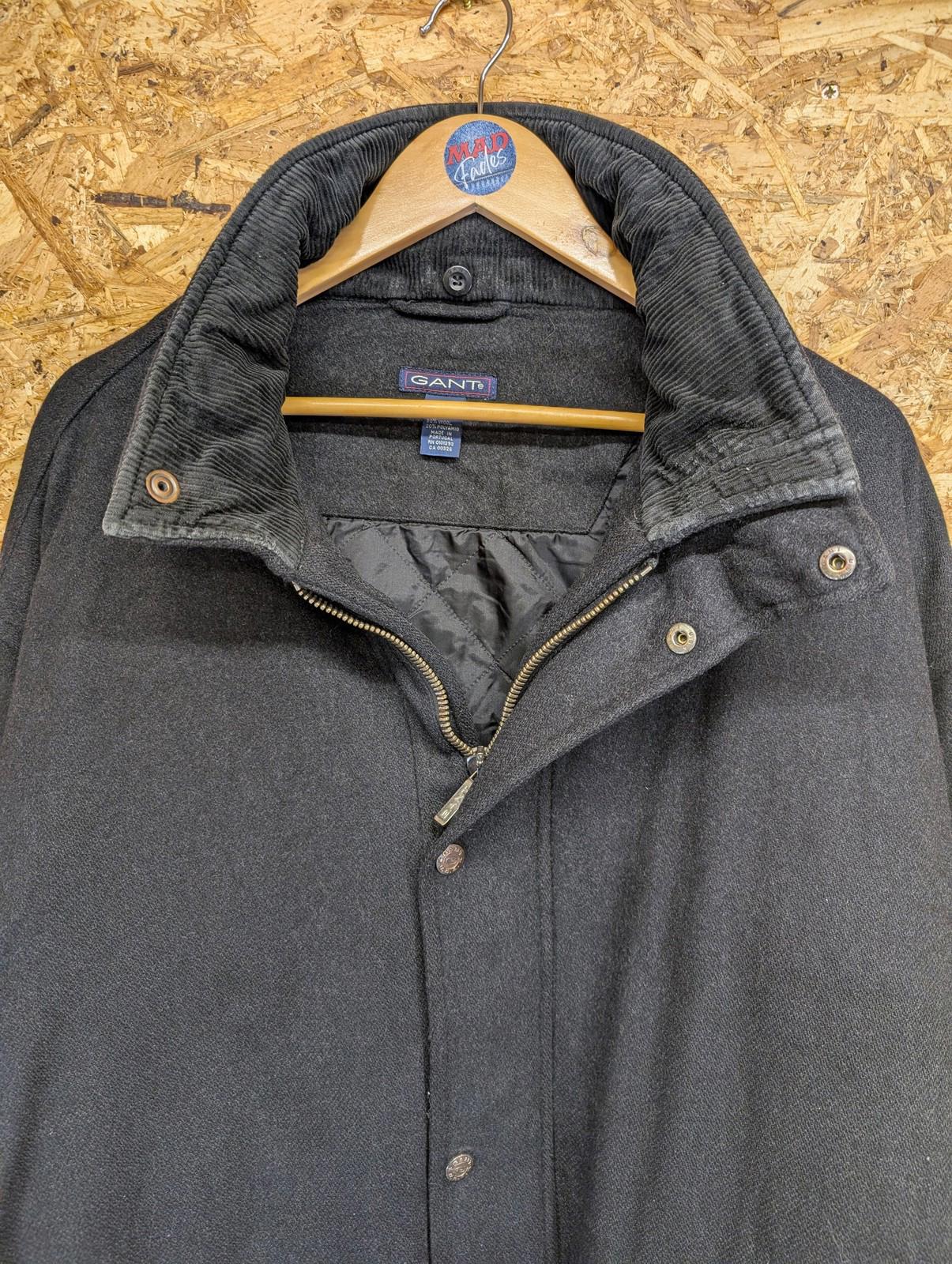 Gant Wool Overcoat Large Men Vintage 90s USA Black Mid-Length Blac Charcoal