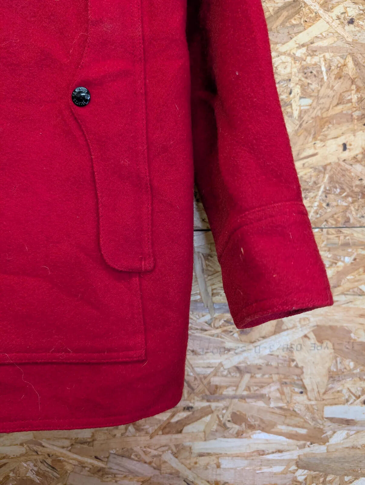 Filson Cruiser Wool Jacket Women Size 14 Red Large Button Mackinaw Pockets USA