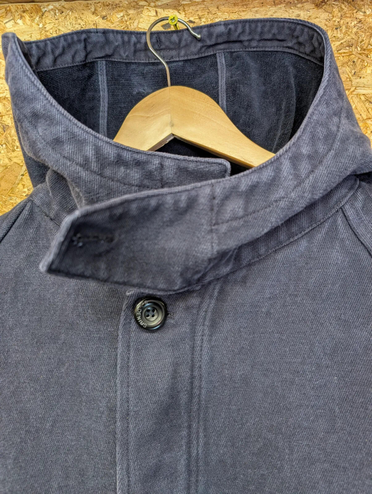 Stone Island Denims Stellina Parka Mens Large Washed Canvas AW03 Navy Blue Hood