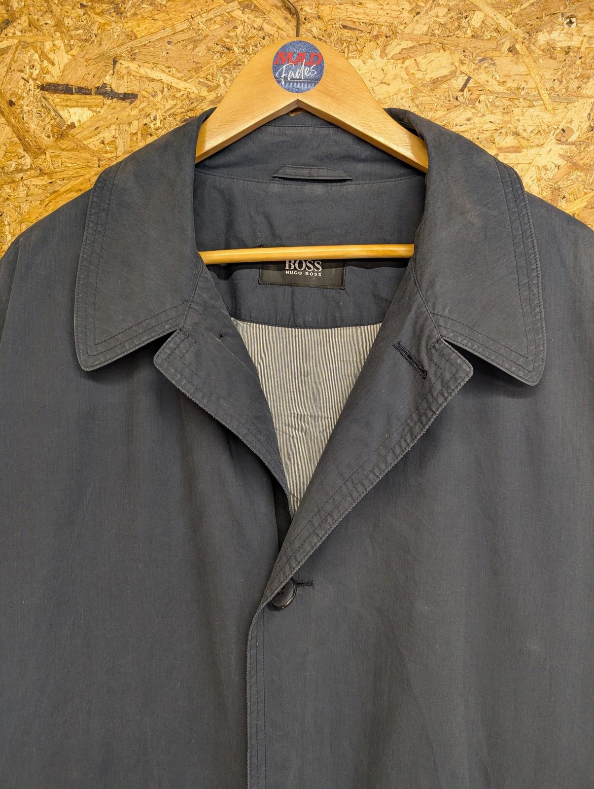 Boss Falcon Trench Coat Mens 2XL 52 Mac Button Front Navy Blue Vintage 90s