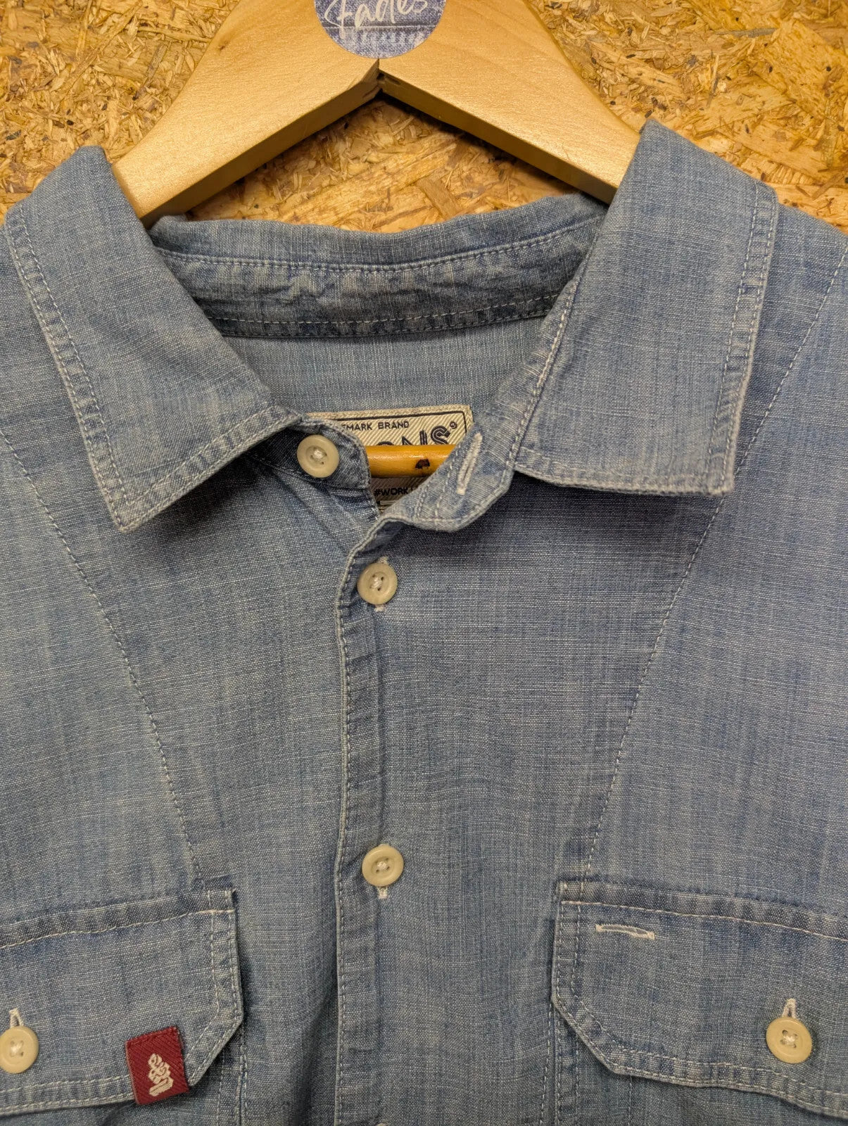 & Sons Hemp Denim Shirt Mens XL Light Blue Wash Long Sleeve Button Up Heritage