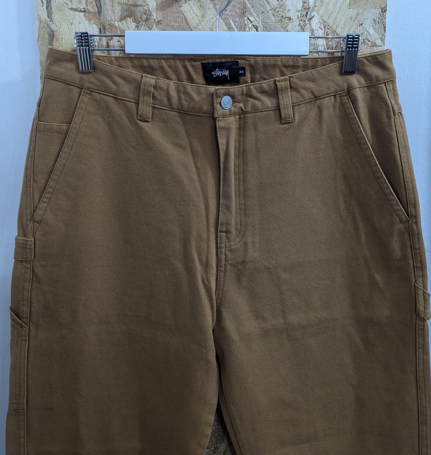 Stussy Carpenter Skate Pants Mens W34 Tan Duck Brown Canvas Chino Trousers Cargo